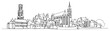 © Wieslaw - Bruges Belgium city skyline with the Belfry tower and historic buildings continuous one line drawing Vector illustration of a famous european landmark for travel concept