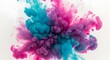 © MdNazir - Explosion of vibrant pink and turquoise ink swirling in water