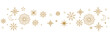 © MdAmdadul - Holidays border, Gold christmas decorations wave pattern. Elegant holiday celestial snowflake and star line art