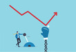 © Premium art - Game changer strategy to improve or rising up, stock market rebound or solution for economic recover from recession concept, businessman push switch to change direction from falling down to rising up.