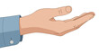 © LOBSTER LARRY - Outstretched open hand gesture in flat style with blue shirt sleeve