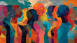 © alphaspirit - Conceptual illustration showcasing diverse silhouettes in vibrant colors representing unity and connection among people