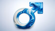 © scoutori - Male Gender Symbol with Abstract Blue and White Fluid Texture. Generated Image