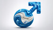 © scoutori - Male Gender Symbol with Abstract Blue and White Fluid Texture. Generated Image