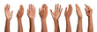 © New Africa - Man showing hand on white background, set. Different sides