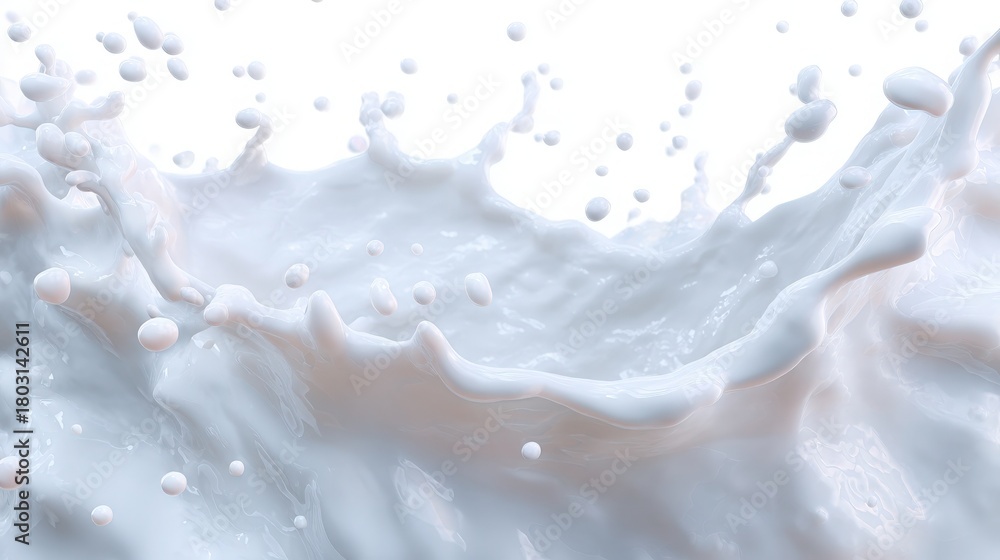 A burst of white liquid splashes upward, forming intricate patterns against a light background. The motion captures the fluid dynamics of the liquid in an energetic display.