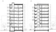 © Authentic - Architectural cross section drawings of two apartment buildings showing interior layouts and exterior details
