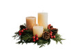 © MDMONIRUL - Christmas candle centerpiece with pine cones and berries isolated on transparent background