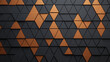 © Panupan - Geometric triangle pattern with metallic orange and black, modern abstract wall background