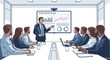© NanzZ - A business presentation in a conference room with a man presenting data to a group.