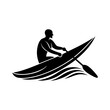 © MunniVisuals - Kayak Surfing Ocean Waves Minimal And Simple Vector White Background Only