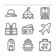 © Rafiqulislam - Line art vector illustrations of travel vacation and transportation modes