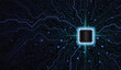 © prawest - CPU Chip on Motherboard. Central Computer Processors CPU concept. Quantum computer large data processing database concept. Futuristic microchip processor. Digital chip.