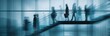 © Audrey - Abstract blurred motion of business people walking on a glass staircase in a modern office building, concept for human resources or a digital work environment. High quality
