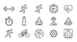 © Radha - Fitness and exercise line icons representing various physical activities vector illustration