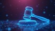 © miss irine - Digital blue gavel rests on glowing data circuits. Symbolizes AI in legal decisions, futuristic courtroom tech, and cyber law judgement. Represents digital authority and abstract online order.