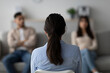 © Prostock-studio - A female psychologist guides a young arab couple during a session in her contemporary office. The focus is on improving their relationship through counseling.