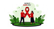 © Wahyuprt - Illustration of a Man and Woman Holding a Large Red AIDS Ribbon