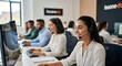 © Rakib - Diverse team of customer service agents working in a modern call center office