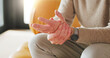 © peopleimages.com - Senior person, massage and hand pain at house from arthritis, carpal tunnel and joint stiffness. Closeup, elderly man and muscle strain from osteoporosis, poor circulation and inflammation discomfort