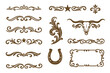 © icon_art - Vintage Western ornamental dividers, borders, flourishes, longhorn skull, and horseshoe set