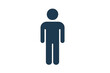 © icon_art - Generic human figure icon in dark blue silhouette for user interface design and public signage