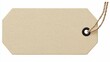 © Luan - A close up shot of a blank beige tag with a string attached to it on a white background isolated