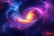 © Vibu design  gallery - A mesmerizing cosmic spiral of vibrant nebula gas and stars, swirling with brilliant orange, blue, and purple hues in deep space.