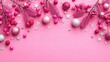 © Robert Kneschke - Pink Christmas Background With Baubles Berries Stars And Fir Branches For Festive Holiday Season And Winter