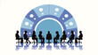 © Syed - Modern circular business people silhouettes in a professional team meeting or collaboration concept ideal for corporate presentations and infographics