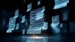 © Nail - Futuristic technology extracting digital data from documents. Concept: Data extraction technology, digital transformation, document scanning, information processing, holographic data interface, modern