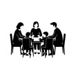 © DanOnly - Black and White Silhouette Icon of Family Eating Meal Together