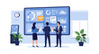 © DigitalStock - business professionals analyzing data on a large screen in a modern office fostering collaboration and strategic financial planning
