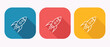 © BakiBullah - Line style rocket icon with circles on blue red and yellow