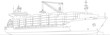 © Vision Quest - Container ship illustration line art maritime transport cargo vessel eps silhouette