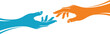 © ABDUL MATIN - Two stylized hands reaching towards each other blue and orange connection help
