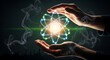© loxia stock image - Harnessing the power of the atom with human hands for sustainable innovation in carbon recycling and green energy