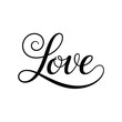 © firoj - Elegant script calligraphy of the word love in black ink
