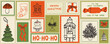 © KPstudio - Winter holidays hand drawn post stamps in doodle sketch style. Christmas or new year postal elements for poster, placard or postcard prints. Xmas vector illustrations for mail, letters and scrapbook.