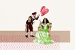 © deagreez - Image poster art trend banner collage of happy duchess girl sit throne count love feelings prehistoric occasion relationships baroque