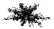 © arthomework - Dramatic black smoke explosion with wispy tendrils against a stark white background scene