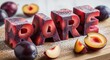 © Makbul - Plum fruit arranged to spell rare word on wooden surface