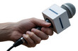 © Arian - Hand holding a broadcast news microphone, ready for interview or reporting isolated on transparent background