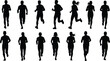 © Rakib  - PrintRunners silhouette collection, black vector people running, male and female joggers set, sport icons isolated on white background, fitness concept.