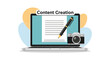 © streak - Engaging content creation concept with laptop, pen, and camera for modern digital marketing, content strategy, social media, and professional creative projects