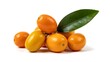 © sumona42 - Fresh bright orange kumquat fruit with green leaf, isolated on white