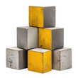 © Hn - A tower of blocks in yellow and gray, stacked in a balanced formation, isolated on transparent background