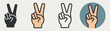 © Виталий Опришко - Peace hand gesture icon set, victory sign vector collection, human fingers symbol illustration
