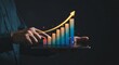 © graphiczone872 - Business growth chart with upward arrow on tablet, representing financial success and positive trend