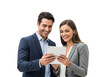 © Shahnaj - Smiling business professionals collaborate and share information on a tablet device in a modern office setting